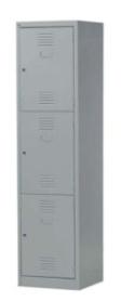 Grey Rectangular Polished Stainless Steel Triple Door Locker Cabinet, For Industrial