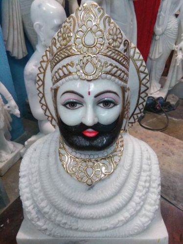 White Marble Shri Khatu Shyam Statue, For Worship, Packaging Type : Carton Box