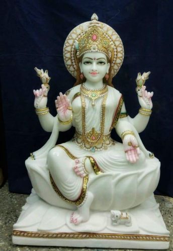 White Plain Marble Laxmi Statue, For Worship, Packaging Type : Carton Box