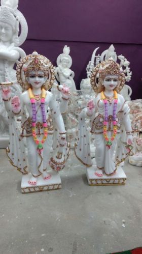 Printed Marble Vishnu Laxmi Statue, For Temple, Worship, Feature : Shiny, Smooth Finishing
