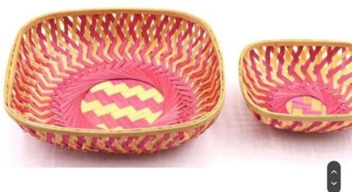 Craft Bazar Pink Square Handmade Bamboo Basket, Feature : Easy To Carry, Eco Friendly, Superior Finish