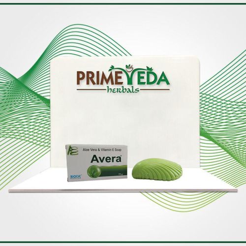 Green Oval Solid Avera Vitamin E Herbal Soap, For Bathing, Packaging Type : Paper Box