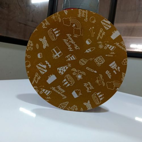 Square Printed Round Shape MDF Cake Base, Color : Multicolor