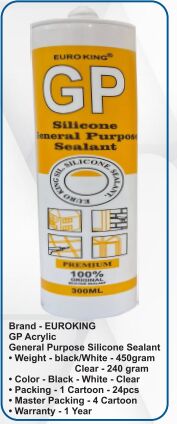 Euroking Gp Acrylic Sealant, For Gap Of UPVC, PVC Joints, Concrete, Grantile Joints, Size : 300 Ml