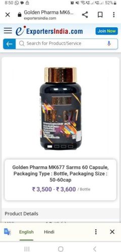 Mk 677 Sarms Capsule, For Supplement Diet, Depression, Neuropathy Pain, Migraine, Pain Killer, Vitamin D3 Defecency