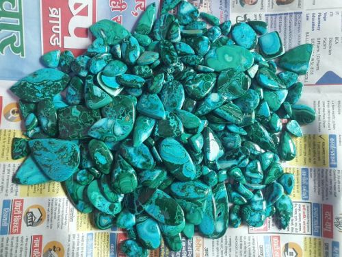 Polished Malachite Chrysocolla Cabochons, Packaging Type : Plastic Box