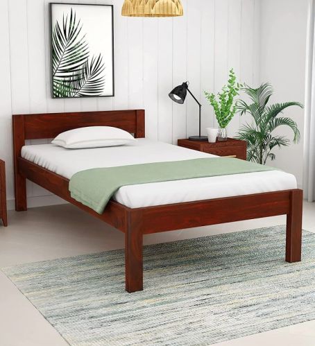 Plain Polished Wooden Single Bed