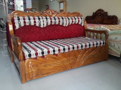 Rectangular Polished Plain Wooden Sofa Cum Bed, For Home, Size : Standard