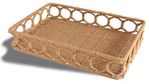 Brown Rectangular Plain Jute Rectangle Tray, For Decoration Use, Size : Standard