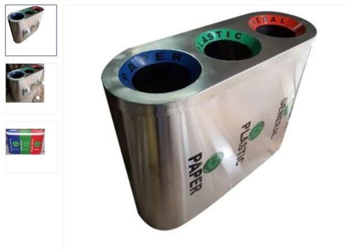 Plain Silver Stainless Steel Dustbin, For Waist Storage