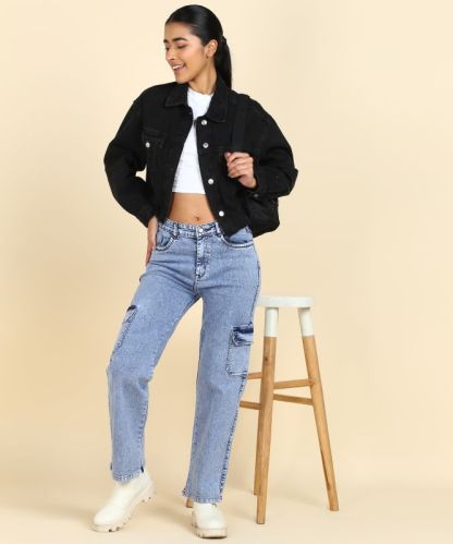 Cargo Denim Jeans For Women, Feature : Anti-Shrink