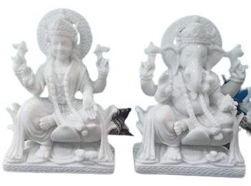 18 Inch Laxmi Ganesh Marble Statue, For Worship, Temple, Packaging Type : Carton Box