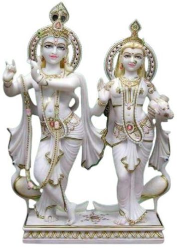 2.5 Feet White Marble Radha Krishna Statue