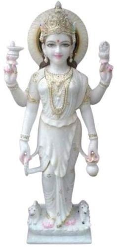 2 Feet White Marble Parvati Mata Statue
