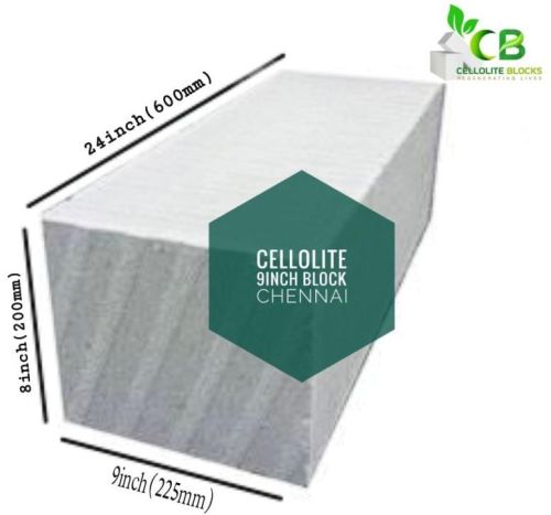 Solid Aerated Concrete Plain Polished AAC Lightweight Blocks 9inch, For Bathroom, Floor, Partiton Walls