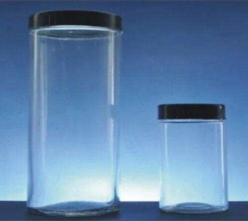 Plain Glass Round Specimen Jar, For Chemical Laboratory, Color : Transparent