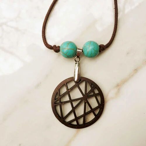 Coconut Geo Sphere Necklace, Gender : Female