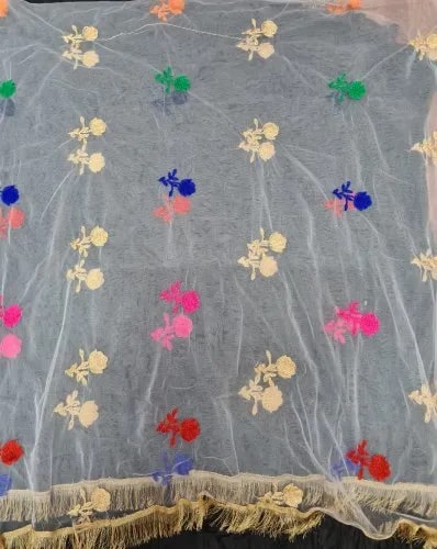 Embroidered Net Dupatta, Size : 2.10 Meter
