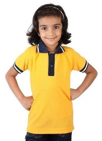 Collar Plain Girls School T Shirt, Size : All Size