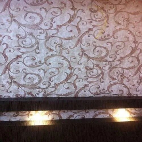 White Printed Floral Vinyl Wallpaper