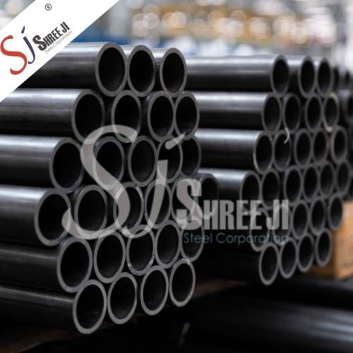 Non Poilshed Shree Ji Round Welded Steel Pipe, For Water Treatment Plant, Marine Applications, Construction