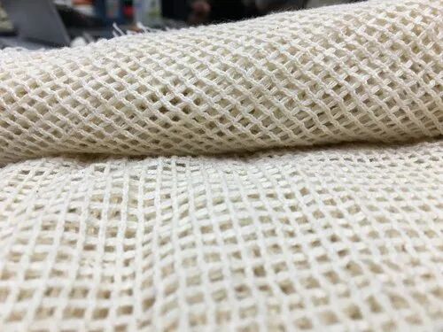 AA Canvas Off White Plain Organic Mesh Fabric, For Clothing