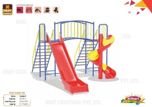 Mulit Colour KILKARI Plain FRP UC-641-CS Combo Slide, For Play Ground, Park, Feature : Durable, Crack Proof