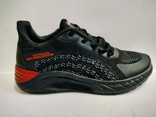 Nicholas Textile + PU Black Matrix Sport Shoes, Gender : Male