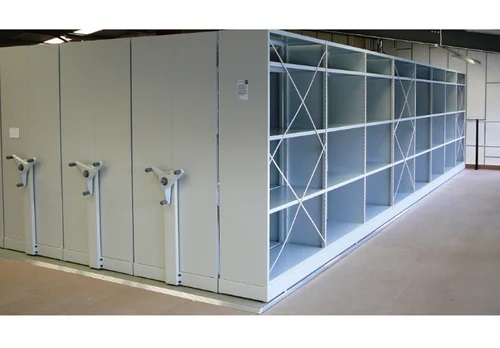 White Aluminum Mobile Shelving System, For Office