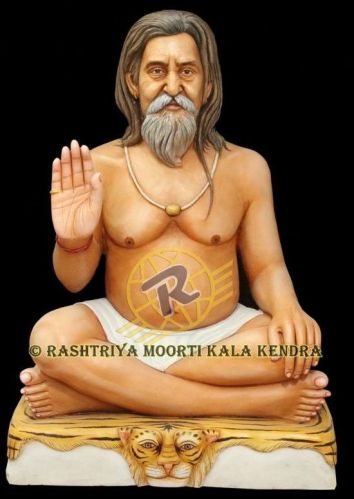 Multicolors Polished Marble Sant Statue, For Outdoor, Temple, Size : 36 Inch