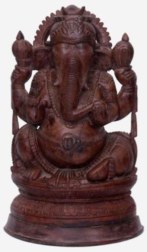 21x37 Inch Rose Wood Ganesha Statue, For Interior Decor, Home, Religious Purpose, Packaging Type : Carton Box