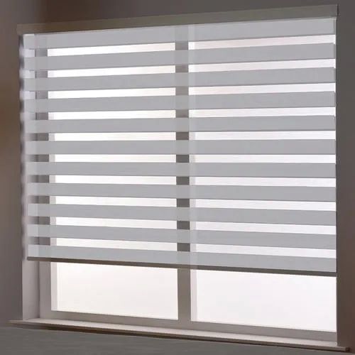 Fabric Plain Zebra Blinds, For Window Use, Color : White