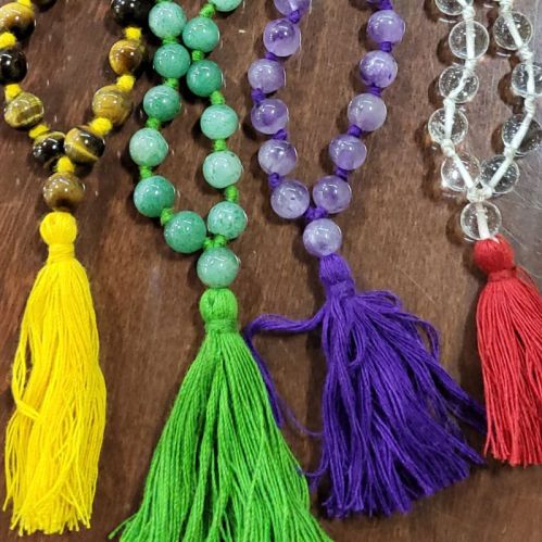 108 Hand Knotted Real Natural Gemstone Beads Japa Mala