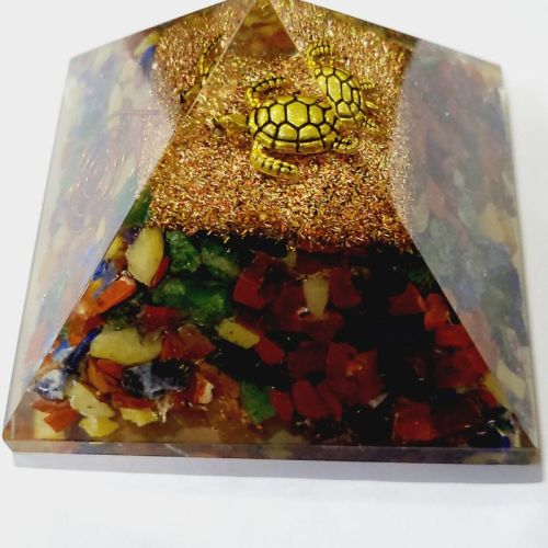 Multicolour 7 Chakra Orgone Gemstone Chips Pyramid, For Healing, Packaging Type : Plastic Box