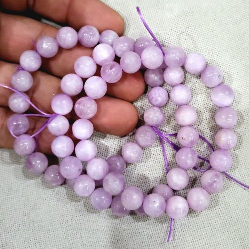 Kunzite Gemstone Stretch Round Bead Stone Bracelets