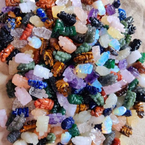 Green Pocket Size Natural Gemstone Ganesh Statues, Size : 20-30mm