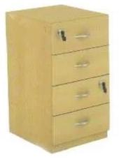 Rectangular Polished Wood 4 Pedestal Drawer, For Home, Office
