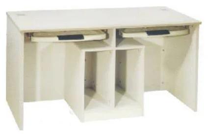 Rectangular Plain Polished Wooden Double Computer Table, Color : White