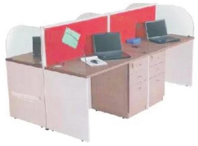 Multi Color Rectangular Polished Glass RWS-108 Office Workstation