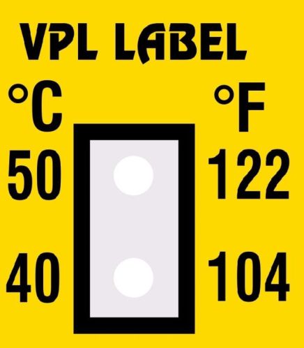 Yellow Two Step Temperature Indicator Label, For Industrial, Specialities : Waterproof, Anti Static