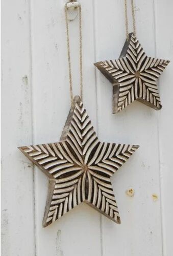 Hanging Star Wooden Christmas Decorations, Size : 8 Inch