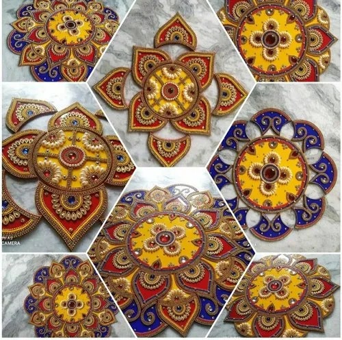 Multicolor Decorative Acrylic Kundan Rangoli