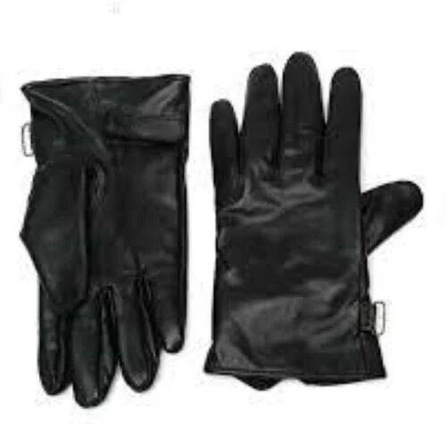 Black Plain Leather Hand Gloves, Gender : Unisex