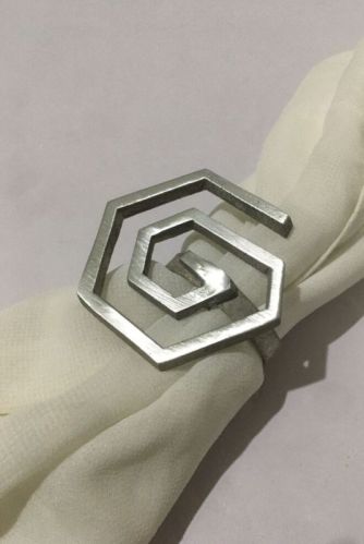 DESIGN COLLECTION ALUMINIUM Metal Hexagon Napkin Ring, Size : 2iinch