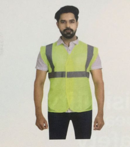 Sleeveless Rayon Green Safety Jacket, For Traffic Control, Construction, Certification : ISI Certified