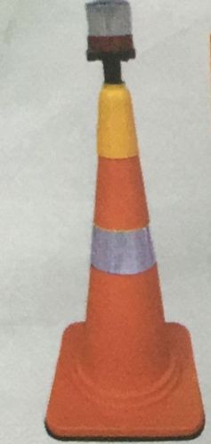 Red Polished Safety Cone With Blinker, Shape : Conical