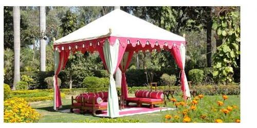 Cotton Printed Garden Tent, Color : White Pink