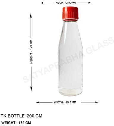 Glass Sauce Bottle, Capacity : 200 ML