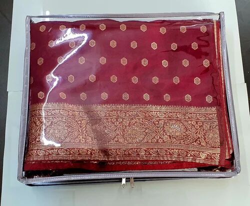 Grey Ocean PVC Transparent Saree Cover