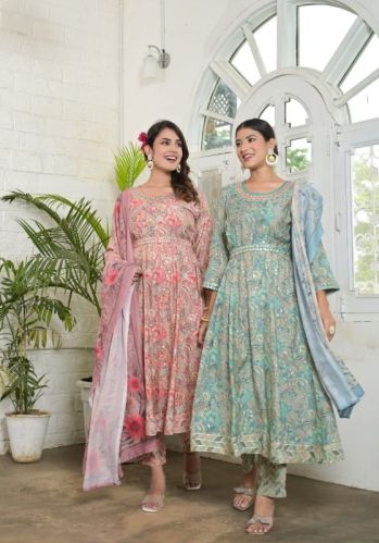 Embroidered Anarkali Suit Set With Belt, Packaging Type : Poly Bag